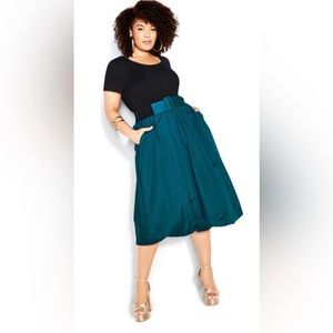 City Chic Dress Sz L/20 Paris Days Bubble Hem - Teal NWT (Colors Crisp/Bright)